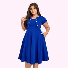 Vestido Midi Mavie Tecido Bubble Com Botão Dourado