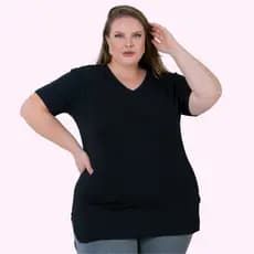 Blusa Del Plus Size Gola V Tamba Bumbum Fitness Viscolycra moda feminina maravilhoso REF 0929