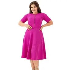 Vestido Modelo Taina Tecido Bubble Com Zíper Com Bolso