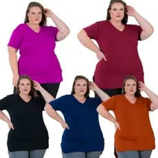 Kit com 5 blusas femininas Plus Size Tampa Bumbum