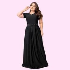 Vestido Longo Estampado e Liso  Lindo Acompanha Cinto Suplex