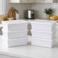 Kit 06 Potes Caixa Organizadora 2,5 Litros de Plástico Multiuso Freezer Carnes Salgados Artesanato