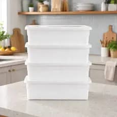 Kit 04 Caixas Organizadora 11 Lts com Tampa Geladeira Açougue Padaria Restaurante Freezer Multiuso