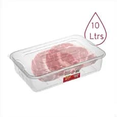 Bandeja Expositora Multiuso 10 Litros com Tampa para Salgados, Espetos, Açougues, Carnes, Frios