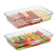 Kit 02 Bandejas Expositoras Multiuso 07 Litros com Tampa Geladeira Freezer Carnes Aves Frios Doces