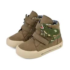 Tênis Infantil Dinossauro Rex Camurça Verde/Branco Cano Alto Leve Antiderrapante BB&Kids