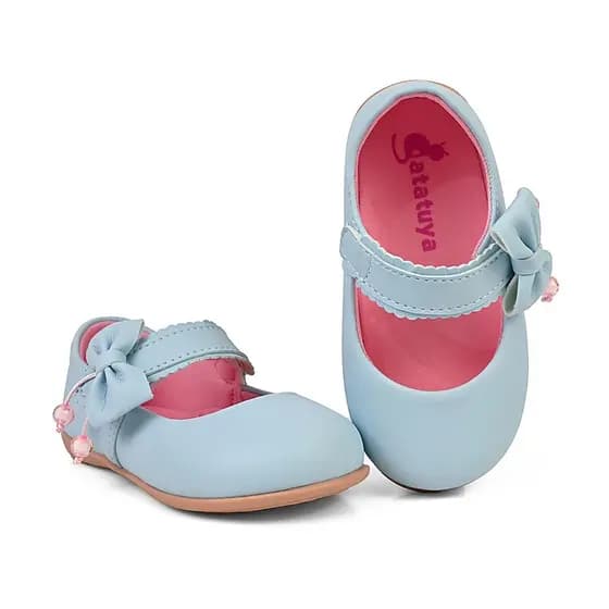 Sapatilha Bebê Menina Infantil Laço Azul Conforto BB&Kids