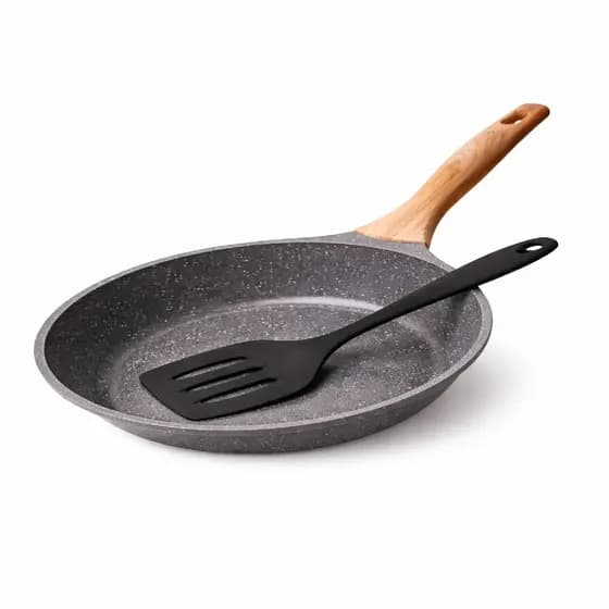 Frigideira Antiaderente Cerâmica Gás Indução espatula Preto 24cm