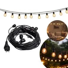 Cordão De Luz 10m Com 10 Soquetes Fio Reforçado Iluminação Decorativa Para Jardim Varanda Festa