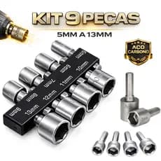 Kit De Jogo De Bits Soquete Canhão Para Parafusadeira 5 A 13mm Catracas