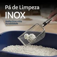 Pá Peneira Inox de Areia Coletora Higiênica Pet Gato Cachorro Lagarto Aço Inox Caixa de Areia