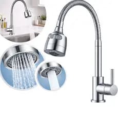 Torneira Gourmet Cromada Flexível 360° Com 2 Jatos Jato Ducha e Aerado Ideal Para Cozinha