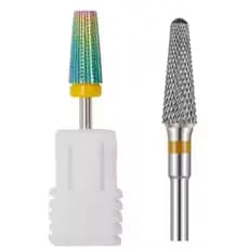 Jogo 2 Brocas Tungstênio Profissional Acabamento Unha Gel Porcelana Nail Art Broca Para Remoção Curvatura C Nivelamento