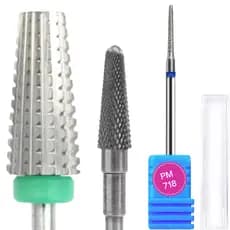 Kit 3 Brocas Tungstênio Profissional Cônica Para Remoção Nivelamento Acabamento da Unha de Gel Broca 718 Para cuticula
