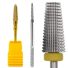 Jogo 3 brocas Profissional de Tungstênio para Remoção do alongamento Curvatura C 2 Pontas Desgaste da unha Natural Nail