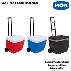 Caixa Térmica Cooler 42L Com Rodas Carrinho Bebida Praia Com Rodinha Oferta- Mor