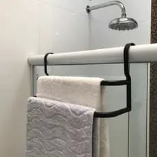 Porta Toalhas Duplo Suporte Toalheiro Para Box Preto Fosco