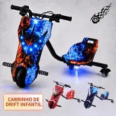 Triciclo Elétrico Drift Motorizado 350w Adulto/Infantil 8" Polegadas 3 Velocidades Bluetooth Led