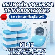 Kit 12 Limpador de máquina de lavar, comprimido efervescente sólido para remover manchas.