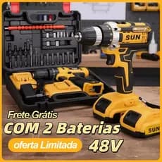 Parafusadeira Furadeira  48V 1/2 Bateria  de Elétrica Sem Fio Impacto Completo Acessórios