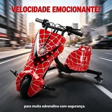 Triciclo motorizado drift 350W 8" 3 velocidades bluetooth led para crianças e adultos