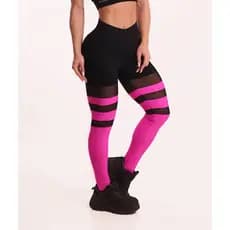Calça Fitness Faixa Rosa Poliamida Feminina Superhot