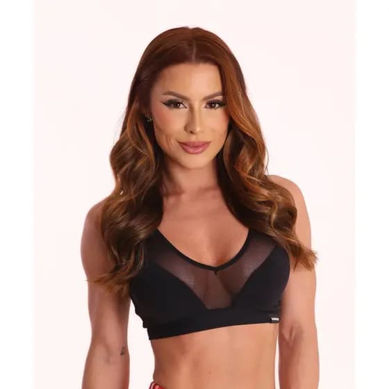 Top Fitness Feminino Superhot Poliamida Academia Preto