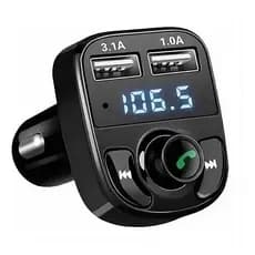 Adaptador Bluetooth Carro Transmissor FM Carregador Veicular Compatível com Android e IOS x8