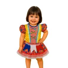 Fantasia Vestido Junino Bebe Menina Festa Junina Caipira Mesversario Caipirinha Quadrilha São João Arraíá Quermesse