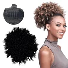Coque Fibra Premium Cacheado Modelo Gold Afro Puff Freedom&Love 30cm 115g Top De Linha