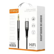 Cabo Auxiliar Compatível iPhone Lightning/Tipo C Para 3.5mm 1 Metro