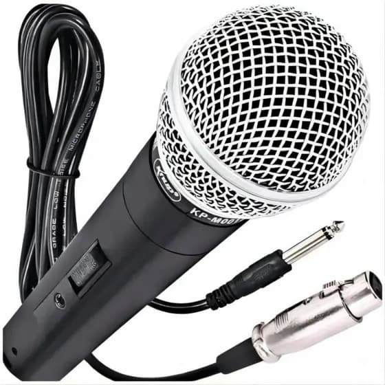 Microfone Dinâmico Com Cabo 2 Metros