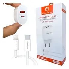 Carregador Turbo 50W H’maston LR28-2 USB + Tipo-C PD com Cabo Lightning para iPhone