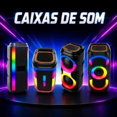 Caixa de Som Bluetooth Portátil LED RGB USB FM TWS Som Potente