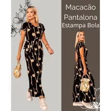Macacão Pantalona Moda Feminina Estampa Lançamento com Cinto Soltinho Confortavel 38 a 48