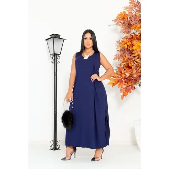 Vestido Longo Feminino Regata Com Bolso Moda Feminina Lançamento Confortavel Vestido Plus Feminino