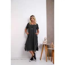 Vestido prespontado manga curta