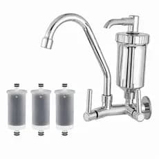 Torneira De Parede Para Cozinha Bica Alta Com Filtro 1/4 De Volta Cromado + refil