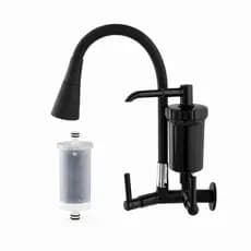 Torneira Gourmet All Black Flexível Cozinha Parede Preta c/ Ducha 2 Jatos 1/4 de Volta