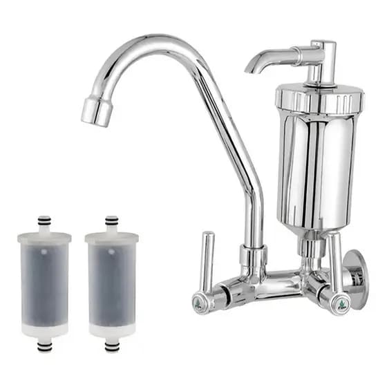 Torneira De Parede Para Cozinha Bica Alta Com Filtro 1/4 De Volta Cromado + refil