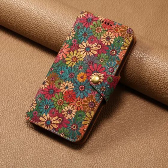 Retro Flor Carteira Flip Case Para iPhone 17 11 12 13 14 15 16 Pro Max XS XR 7 8 Plus Invólucro Moda High-end Floral Cou