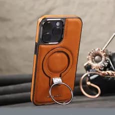 Capa De Anel De Dedo De Metal Magnético Forte Para iPhone 17 16 15 14 Pro Max 11 12 13 Invólucro De Couro De Luxo Sem Fi