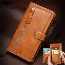 Capa Tipo Carteira Com Zíper Magnético Para iPhone 17 16 Pro Max 11 12 13 14 15 7 8 Plus XR XS Luxo Retro Couro Slots Vá