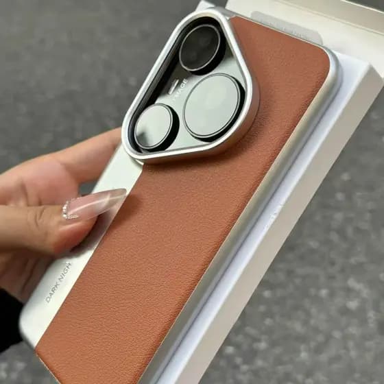 Capa Aumentada De Lente Bloqueada Em Cores Clássicas De Couro Liso Para Huawei Pura 90 Pro Max 70 80 80 Ultra Metal Anel