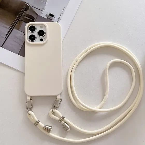 Capa De Alça Crossbody Branca Antiga Para iPhone 17 Pro Max 11 12 13 14 15 16 Plus Air Invólucro Luxo Candy Color Silico