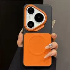 Capa De Telefone De Couro Fosco Colorido Collision Para Huawei Pura 90 Pro Max 70 80 Carregamento Ultra Magnético Luxo U