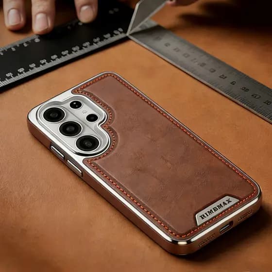 Capa De Telefone De Atração Magnética De Couro Retrô Para Samsung Galaxy S26 Ultra S23 Plus S24 S25U Carregamento Sem Fi