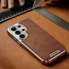 Capa De Telefone De Atração Magnética De Couro Retrô Para Samsung Galaxy S26 Ultra S23 Plus S24 S25U Carregamento Sem Fi