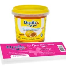 Kit Cera Depilatoria Hidrossolúvel 290g + Papel Depilatório TNT 20 unidades Depile Plus