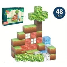 Kit 48 Blocos Magnéticos Construção Brinquedo World Bloco